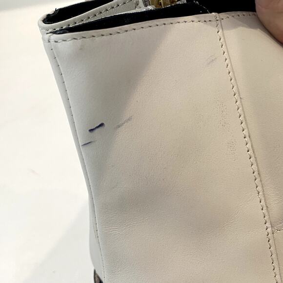 NEW! AllSaints Dusty Cap Toe Combat Boot Stone White Leather - Picture 3 of 10